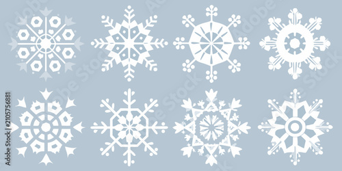 Canvastavla White Snowflake Designs Collection A Set Of Intricate Winter Crystal Illustratio