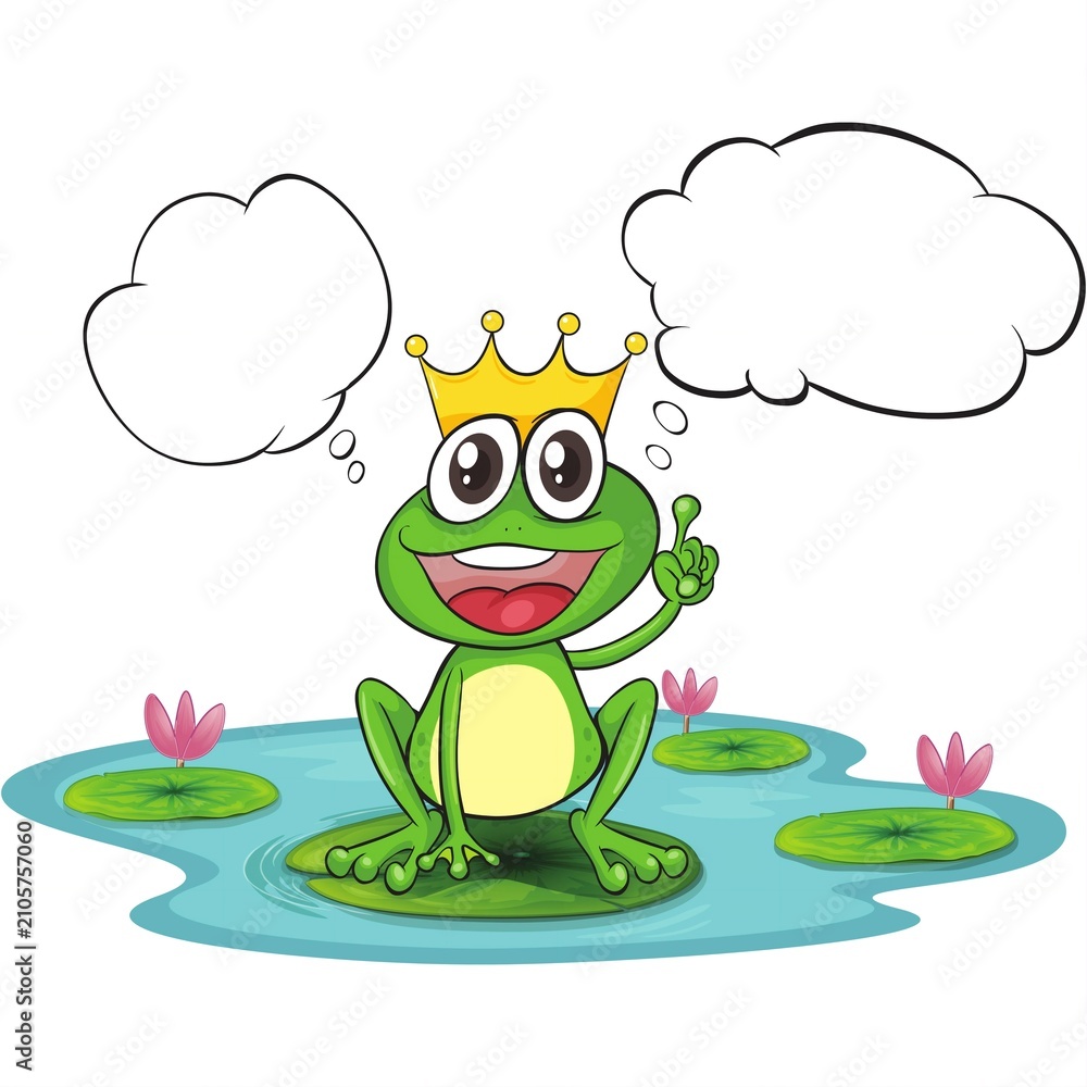 Fototapeta premium Cute Frog Prince Cartoon Vector Illustration