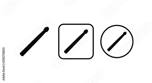 Drumstick silhouettes in varying geometric frames against a white background silhouette sticks percussion rhythm music instrument wooden black