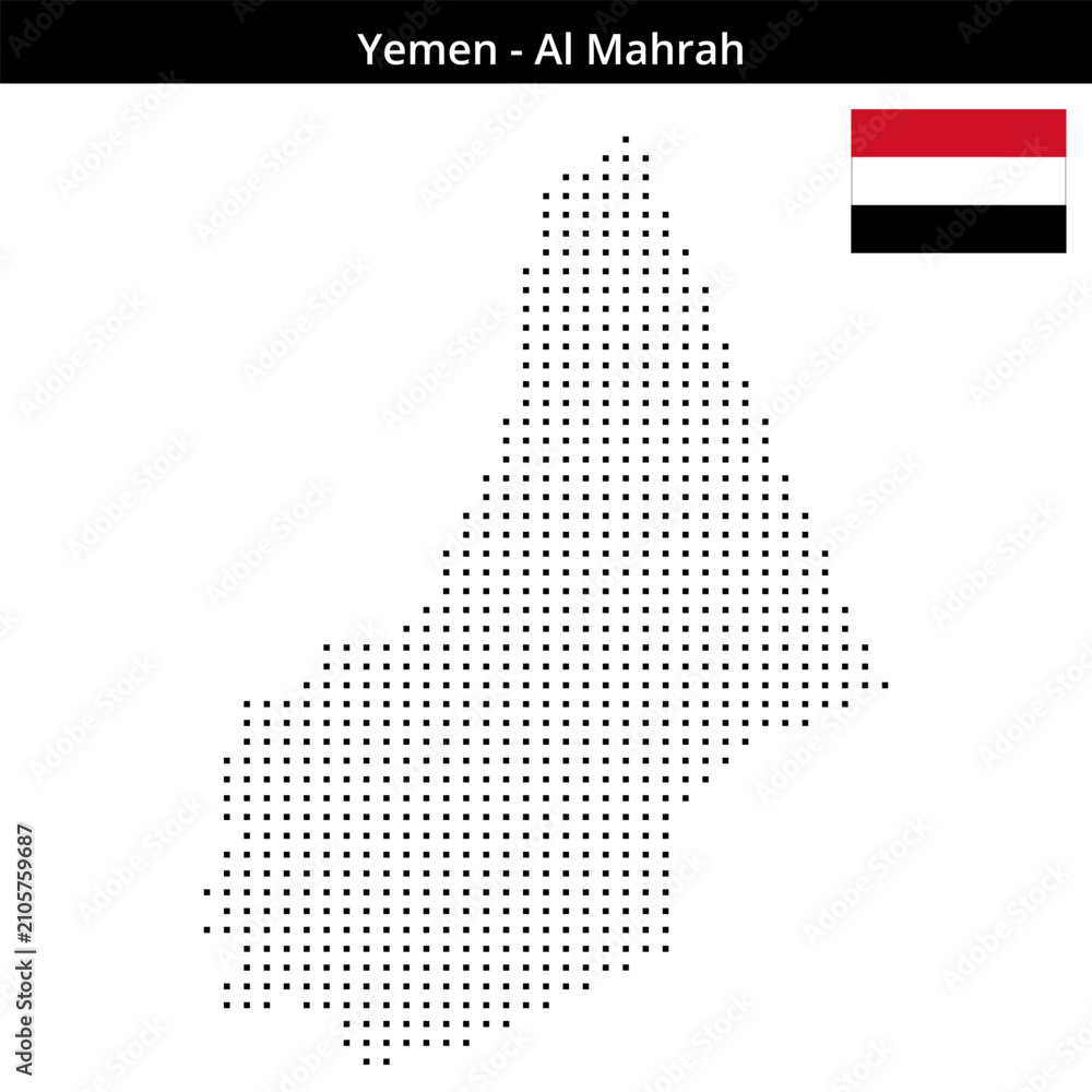 Fototapeta premium Map of Yemen region Al-Mahrah in small size square dots