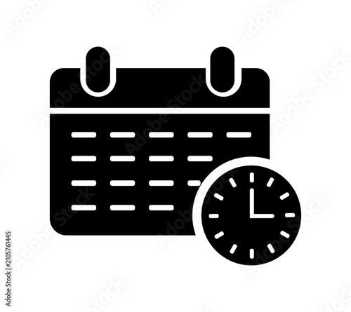Calendar Time Schedule Reminder Icon Appointment Planning Event Management Clock Vector Illustration