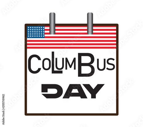 Columbus Day USA Holiday Calendar Icon American Patriotic Federal Celebration Event Vector Illustration