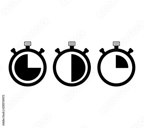 Stopwatch Time Measurement Icons Set Quarter Half Three Quarter Timer Progress Clock Vector Collection