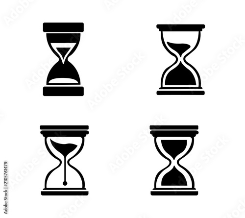 Hourglass Time Sand Timer Icons Set Vintage Countdown Clock Silhouette Vector Collection