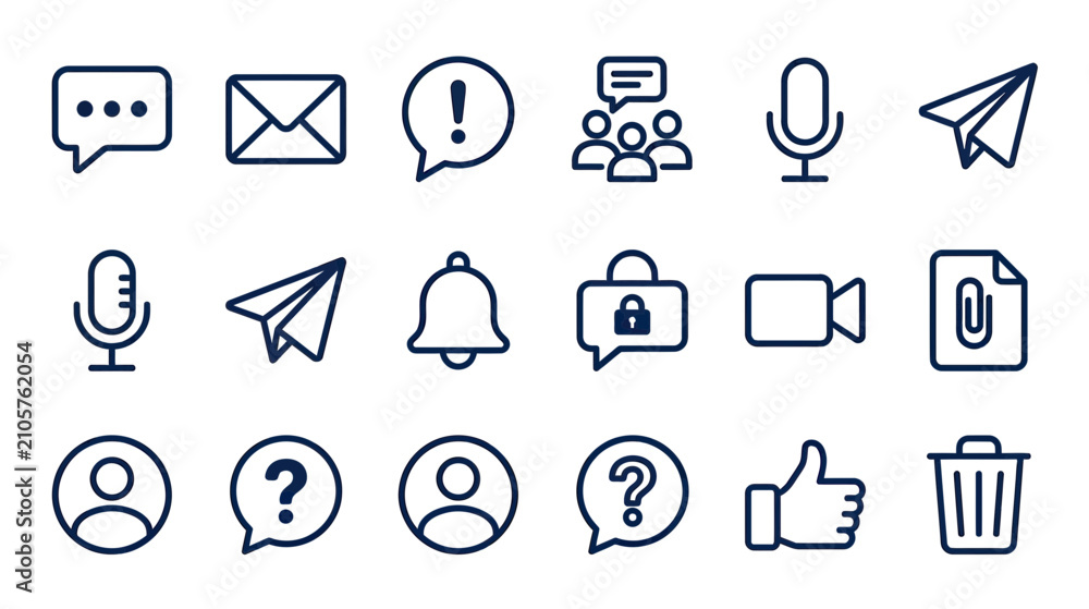 Fototapeta premium Communication and technology icon set