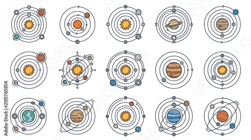 Foto Colorful Atomic Structure Diagrams Collection.