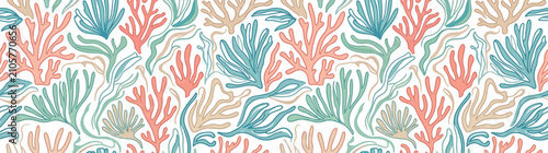 Abstract Coral Reef Pattern, Hand Drawn Style