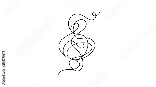 Tableau sur toile Abstract musical clef symbol made from single line