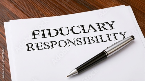 Business legal paper showing fiduciary duty text and pen on desk