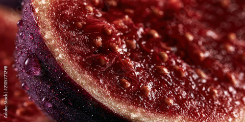 Close-up of dewdrops on a red leaf surface
