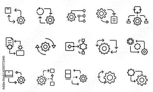 Automation Workflow Bold Outline Icons Set