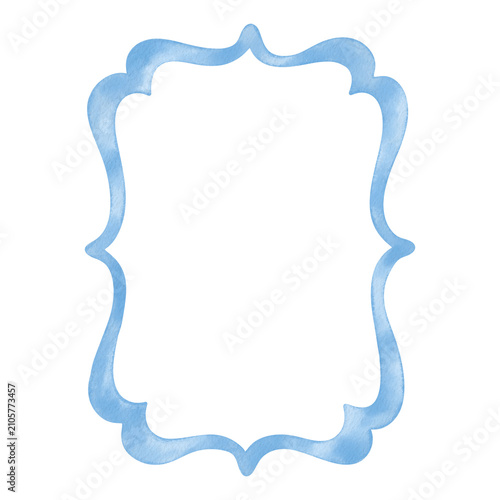Blue Watercolor Ornate Frame Clipart