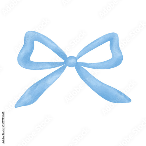 Blue Watercolor Ribbon Bow Clipart