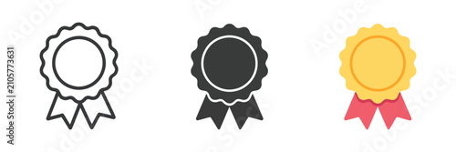 Quadro su tela Medal icon set, approved and certified award symbols, check mark and number one badges, qualified achievement graphics, editable vector illustration