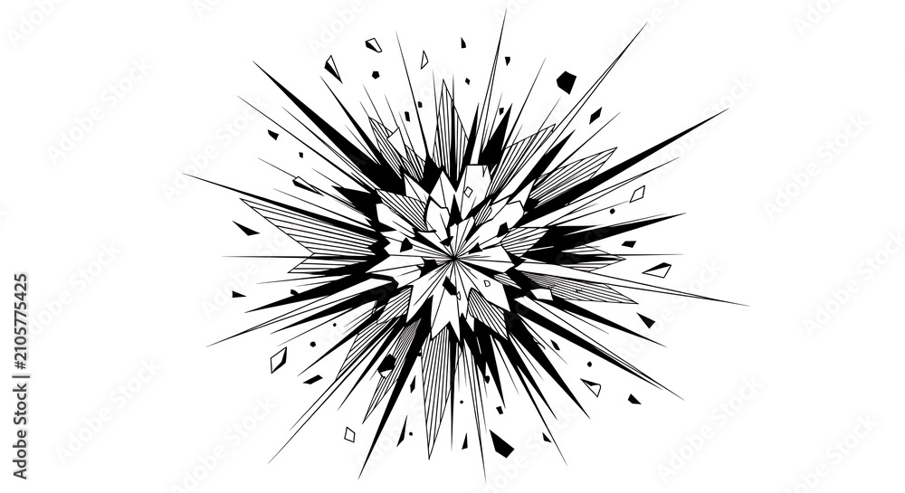 Fototapeta premium Black and white radial burst design graphic.