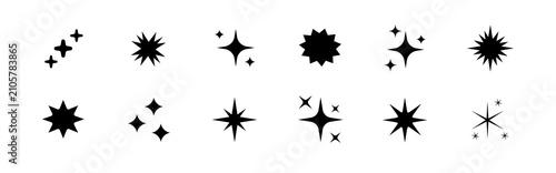 Set of original star sparkle shapes. Abstract shine effect vector sign. Retro futuristic bright vector icons collection. Glowing light effect, twinkle templates stars and bursts, shiny flash.