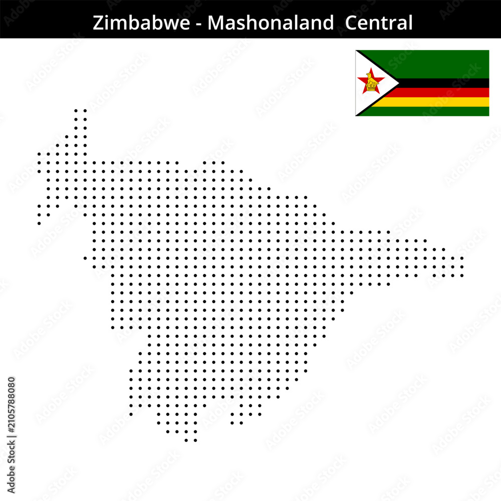 Fototapeta premium Map of Zimbabwe region Mashonaland-Central in small size dots