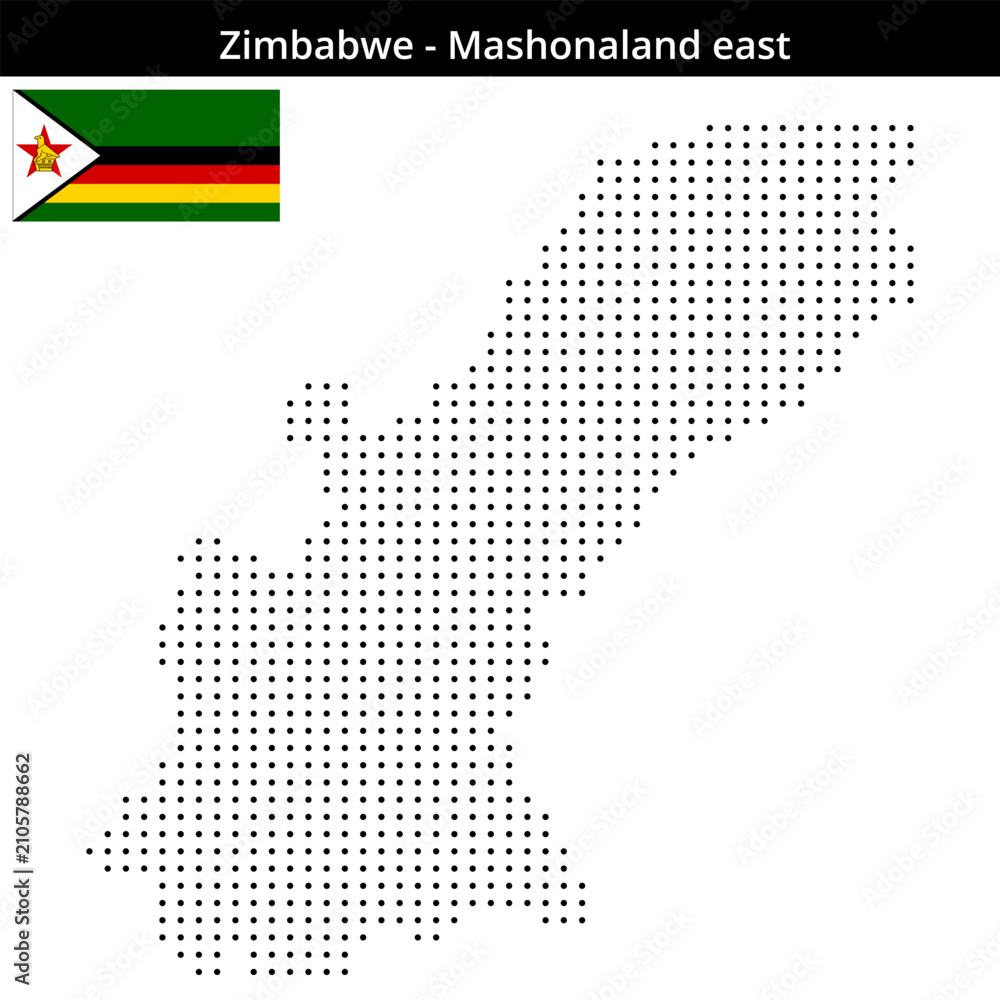 Obraz premium Map of Zimbabwe region Mashonaland-east in small size dots