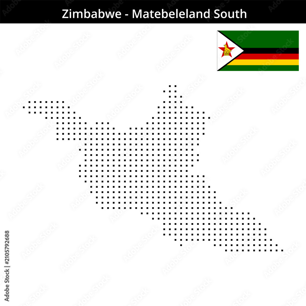 Fototapeta premium Map of Zimbabwe region Matebeleland-South in small size square dots