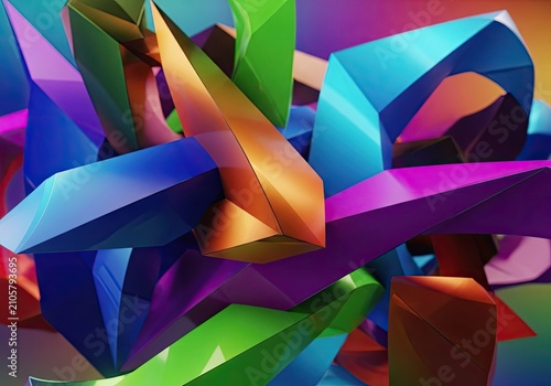 Abstract bold colorful 3D geometric shapes