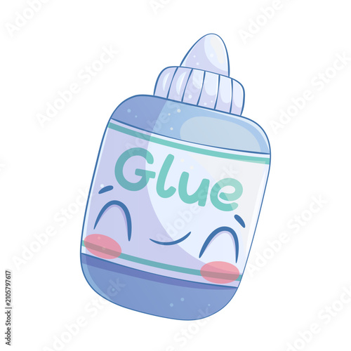 Hand-drawn cute cartoon character glue bottle. Isolated on a white background. Cartoon children's vector illustration for the design of posters, postcards for printing, textiles
