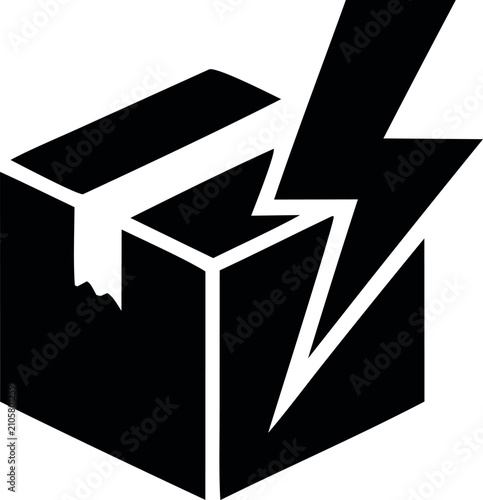 Photos Express package icon with lightning bolt for urgent shipping, fast delivery and