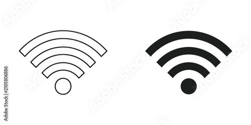 Wireless signal icon outline and solid fill on white background for digital connectivity concepts