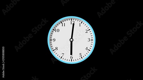 Analog wall clock spinning animation through the hours. time lapse of clock, time passing concept