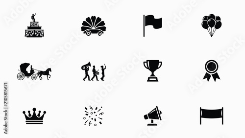 фотографія Elegant black and white icons set celebrating triumphs with showcases refined co