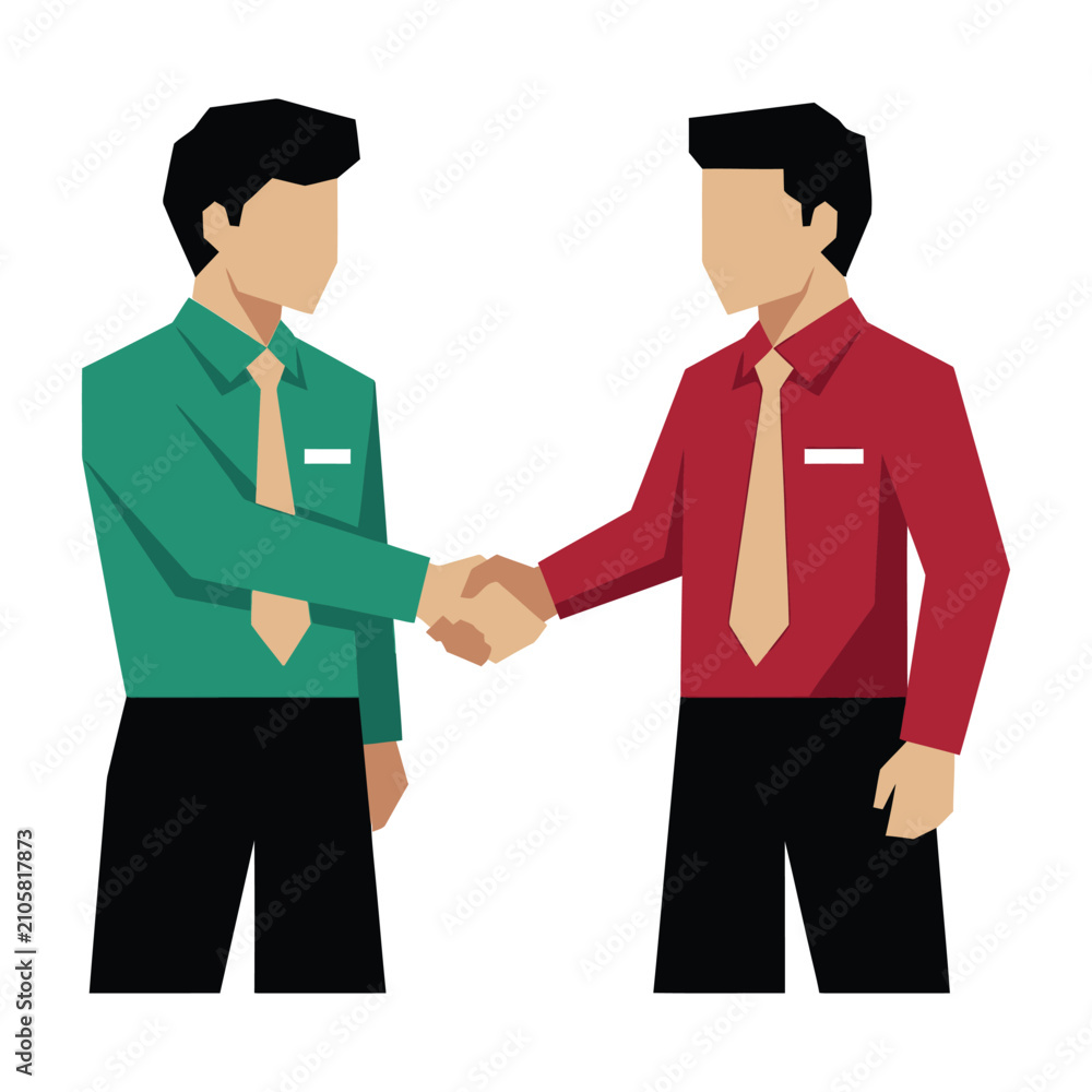 Fototapeta premium Two Businessmen Shaking Hands Representing A Professional Agreement And Partnership
