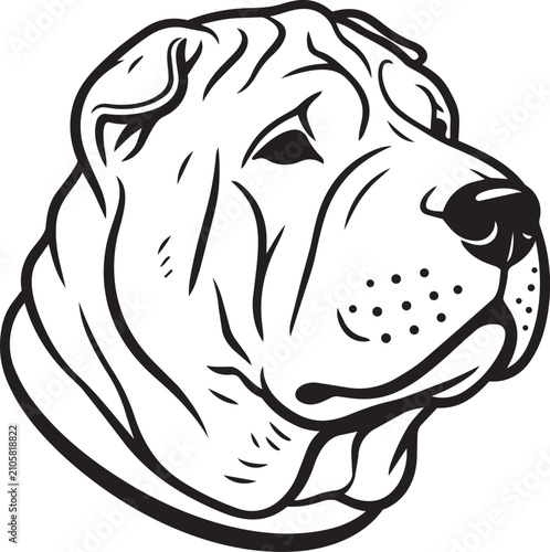 Konstfotografi SHAR PEI DOG HEAD SILHOUETTE