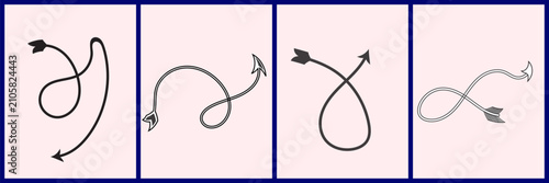 Abstract Curved Arrow Vector Icons Set with Twisted Loop Shapes | Art & Illustration
