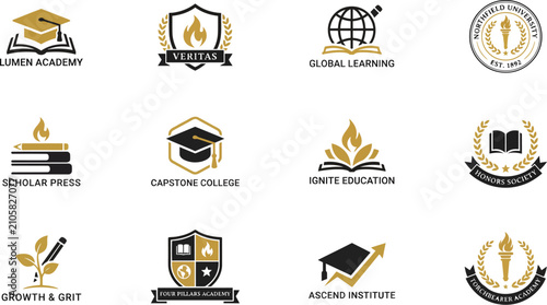 Education Logo Collection Vector Illustrations On White Background