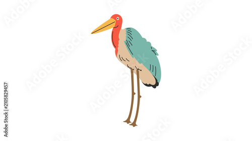 Foto Hand drawn illustration of a marabou stork bird standing with wildlife waterbird