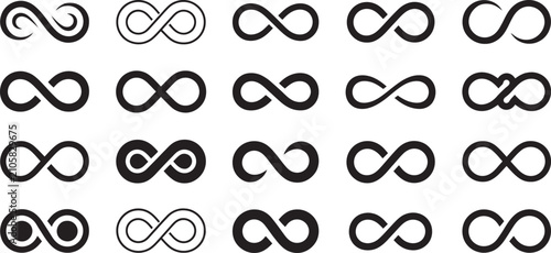 Obraz na plátně Infinity icon set with eternity, infinite, and endless loop symbols, unlimited c