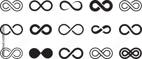 Obraz na płótnie Infinity icon set featuring infinity, eternity, infinite, and endless loop symbo