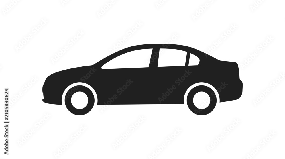 Fototapeta premium Sedan Car Silhouette On White Background Minimalist Automotive Design