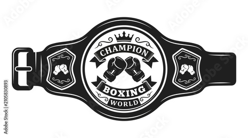 Bild auf Leinwand Boxing championship belt silhouette on a white background