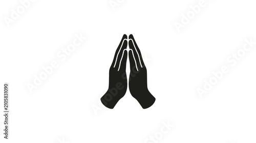 Quadro su tela Praying hands silhouette on a white background simple graphic design