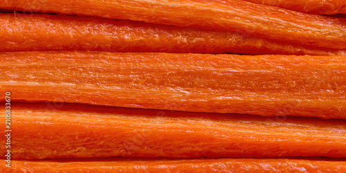 Freshly sliced raw carrots with smooth texture