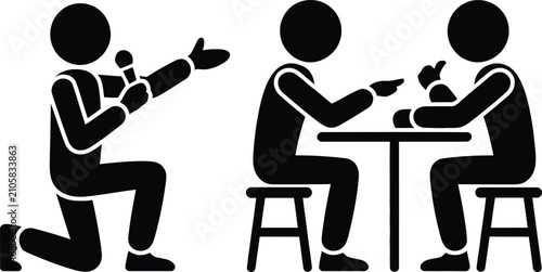 Foto Professional proposing marriage with two colleagues celebrating at a table