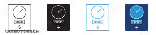 Fotografía Electricity Meter Icon Set in Outline and Solid Styles Vector Collection for Ene