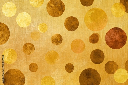 Textured gold background with scattered circular shapes in various warm tones