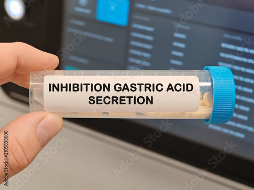 Принти на полотні INHIBITION GASTRIC ACID SECRETION gastrointestinal drug mechanism for acid reflu