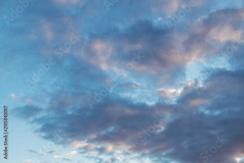 Majestic Cumulus Clouds Backlit by the Setting Sun