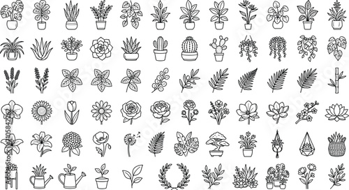 Tableau sur toile Florist layouts vector graphic spreadsheet showcasing potted succulent stencils