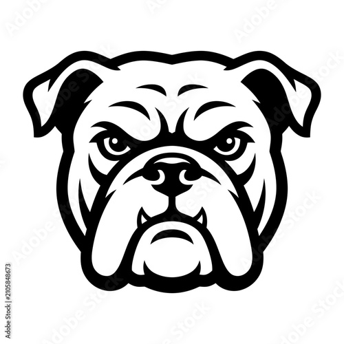 Angry bulldog head bold black and white mascot