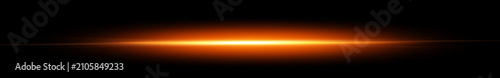 Cinematic orange light streak with anamorphic lens flare effect on dark background