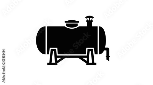 Cuadro en lienzo Propane Tank Silhouette On White Background Simple Vector Illustration