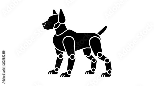 Futuristic robotic dog silhouette icon for security concepts.